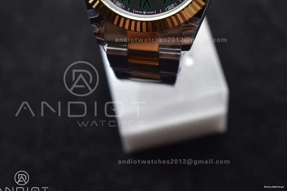 YG 126333 Oyster SS Dial Efficient Edition Steel SS 614 Roman DateJust A 1:1 41 904L YG Green GMF Bracelet on Gray Best 0408